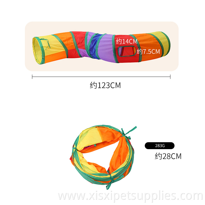 S shape rainbow color foldable tunnel cat toy